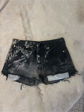 Levi's Black Acid-Wash Cutoff Denim Shorts